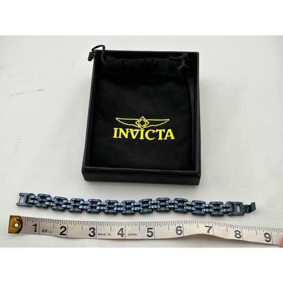 NIB INVICTA Men’s Blue Stainless Steel Bicycle Chain Bracelet Jewelry Biker - Picture 4 of 6